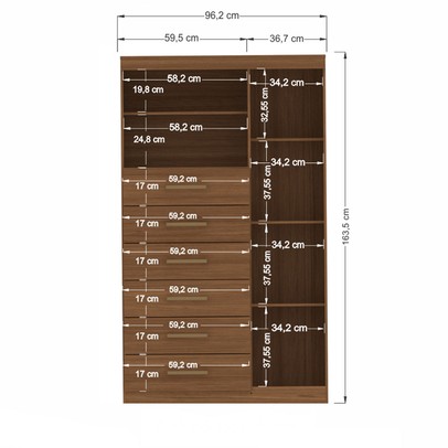 Cômoda Califórnia 1 Porta 6 Gavetas Jatoba - Pnr Móveis