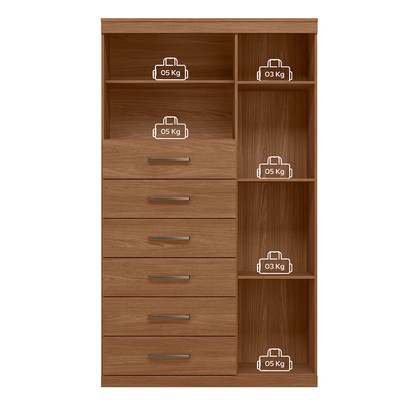Cômoda Califórnia 1 Porta 6 Gavetas Jatoba - Pnr Móveis