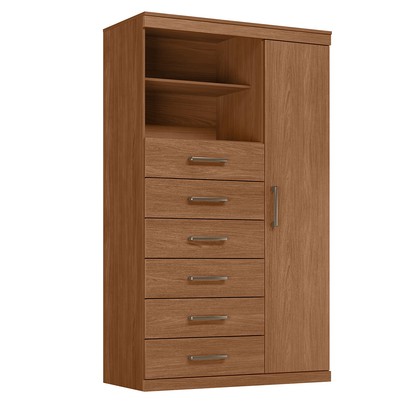 Cômoda Califórnia 1 Porta 6 Gavetas Jatoba - Pnr Móveis