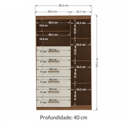 Cômoda Califórnia 1 Porta 6 Gavetas Jatoba/Areia - Pnr Móveis