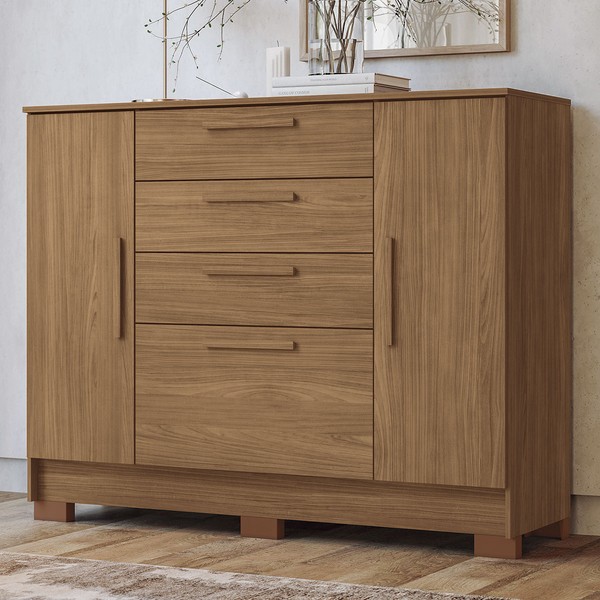 Cômoda Morris 2 Portas 4 Gavetas Jatoba- Pnr Móveis
