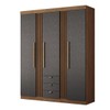 Guarda-Roupa Casal Roswell 3 Portas 3 Gavetas Ripado Jatoba/Grafite - Pnr Móveis