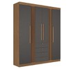 Guarda-Roupa Casal Hudson 4 Portas 4 Gavetas Ripado Jatoba/Grafite - Pnr Móveis