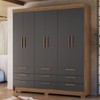 Guarda-Roupa Casal Marilena 6 Portas 9 Gavetas Jatoba/Grafite - Pnr Móveis
