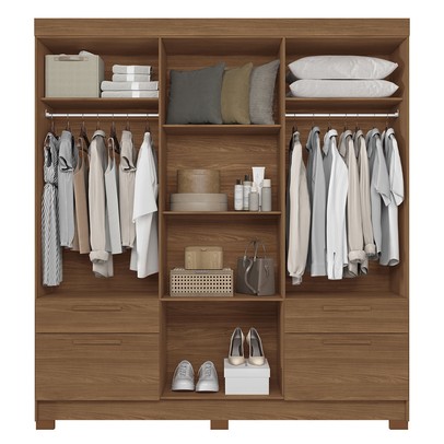 Guarda-Roupa Casal Leoni 8 Portas 4 Gavetas Jatoba - Pnr Móveis