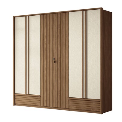 Guarda-Roupa Casal Lisbon 6 Portas 3 Gavetas Ripado Jatoba/Areia - Pnr Móveis