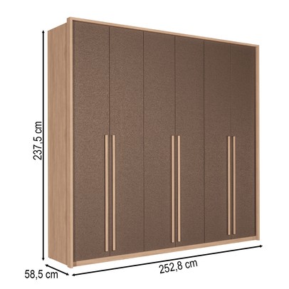 Guarda-Roupa Casal Trenton 6 Portas 4 Gavetas Wood/Terracota - Pnr Móveis