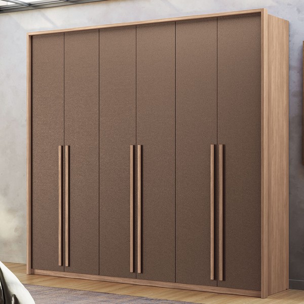 Guarda-Roupa Casal Trenton 6 Portas 4 Gavetas Wood/Terracota - Pnr Móveis