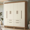 Guarda-Roupa Casal Pérola 6 Portas 4 Gavetas Jatoba/Areia - Pnr Móveis