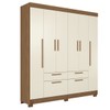 Guarda-Roupa Casal Pérola 6 Portas 4 Gavetas Jatoba/Areia - Pnr Móveis