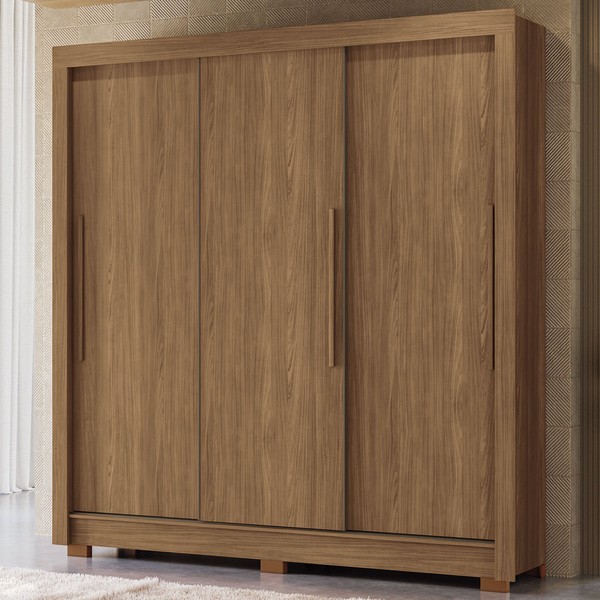 Guarda-Roupa Casal Palotina 3 Portas 2 Gavetas Jatoba - Pnr Móveis