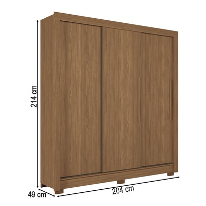 Guarda-Roupa Casal Palotina 3 Portas 2 Gavetas Jatoba - Pnr Móveis