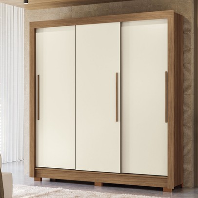 Guarda-Roupa Casal Palotina 3 Portas 2 Gavetas Jatoba/Areia - Pnr Móveis