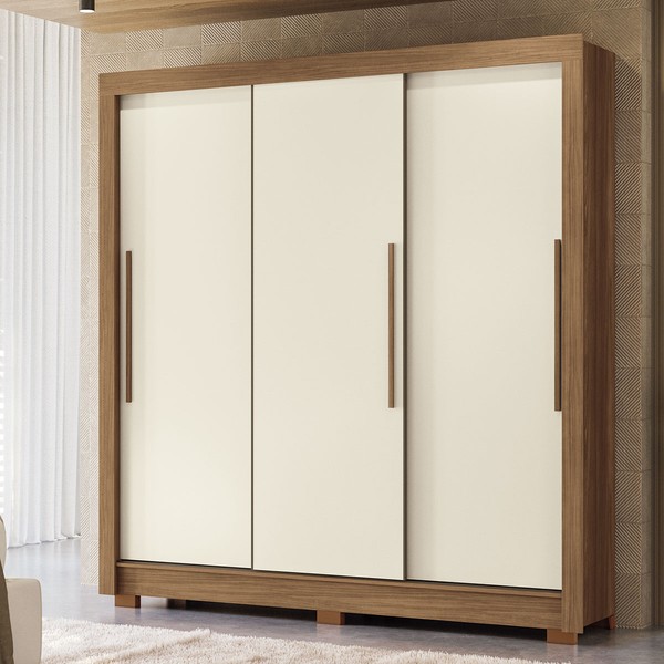 Guarda-Roupa Casal Palotina 3 Portas 2 Gavetas Jatoba/Areia - Pnr Móveis