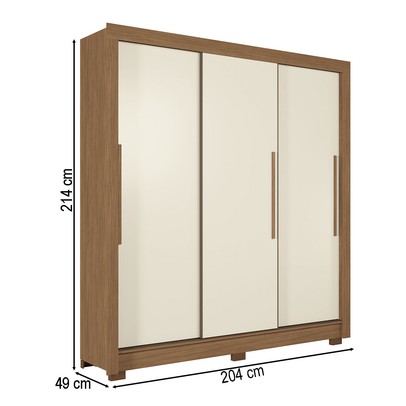 Guarda-Roupa Casal Palotina 3 Portas 2 Gavetas Jatoba/Areia - Pnr Móveis