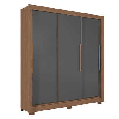 Guarda-Roupa Casal Palotina 3 Portas 2 Gavetas Jatoba/Grafite - Pnr Móveis