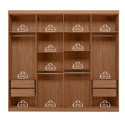 Guarda-Roupa Casal Key West 8 Portas 4 Gavetas Jatoba/Areia - Pnr Móveis