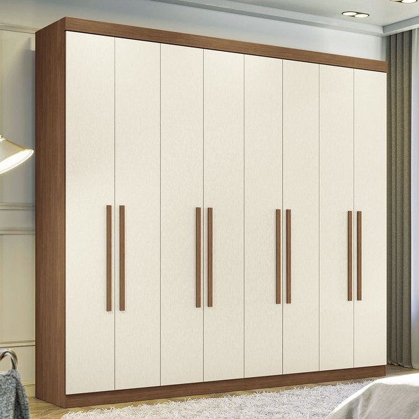 Guarda-Roupa Casal Key West 8 Portas 4 Gavetas Jatoba/Areia - Pnr Móveis