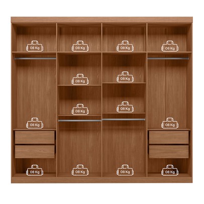 Guarda-Roupa Casal Key West 8 Portas 4 Gavetas Jatoba/Grafite - Pnr Móveis