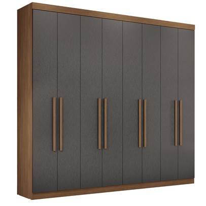 Guarda-Roupa Casal Key West 8 Portas 4 Gavetas Jatoba/Grafite - Pnr Móveis