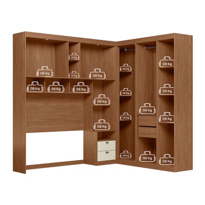 Guarda-Roupa Casal Modulado Toledo 7 Portas 4 Gavetas Jatoba/Areia - Pnr Móveis