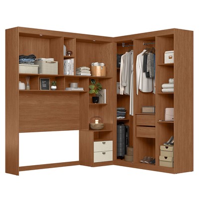 Guarda-Roupa Casal Modulado Toledo 7 Portas 4 Gavetas Jatoba/Areia - Pnr Móveis