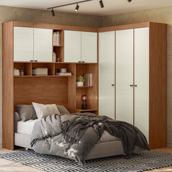 Guarda-Roupa Casal Modulado Toledo 7 Portas 4 Gavetas Jatoba/Areia - Pnr Móveis