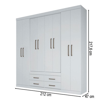 Guarda-Roupa Casal Barbados 8 Portas 4 Gavetas Branco - Pnr Móveis