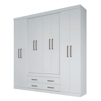 Guarda-Roupa Casal Barbados 8 Portas 4 Gavetas Branco - Pnr Móveis