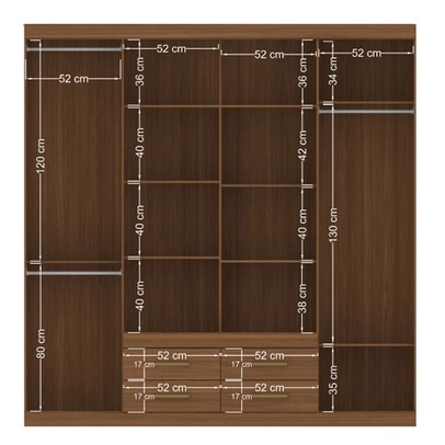 Guarda-Roupa Casal Barbados 8 Portas 4 Gavetas Jatoba - Pnr Móveis