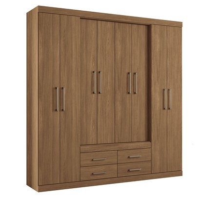 Guarda-Roupa Casal Barbados 8 Portas 4 Gavetas Jatoba - Pnr Móveis