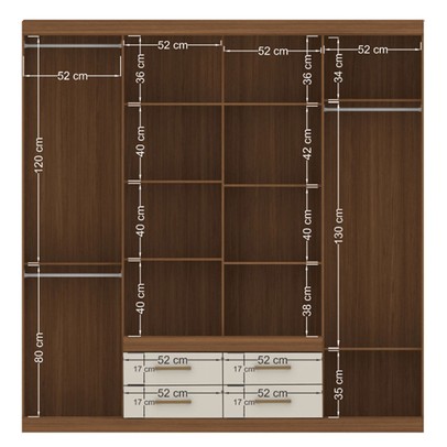 Guarda-Roupa Casal Barbados 8 Portas 4 Gavetas Jatoba/Areia - Pnr Móveis