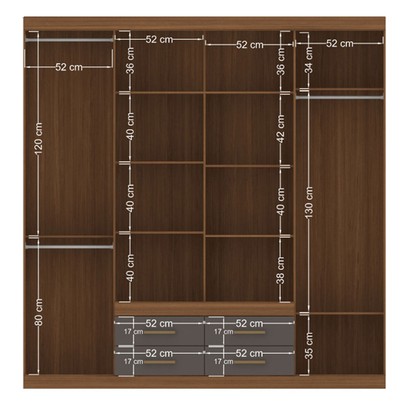 Guarda-Roupa Casal Barbados 8 Portas 4 Gavetas Jatoba/Grafite - Pnr Móveis