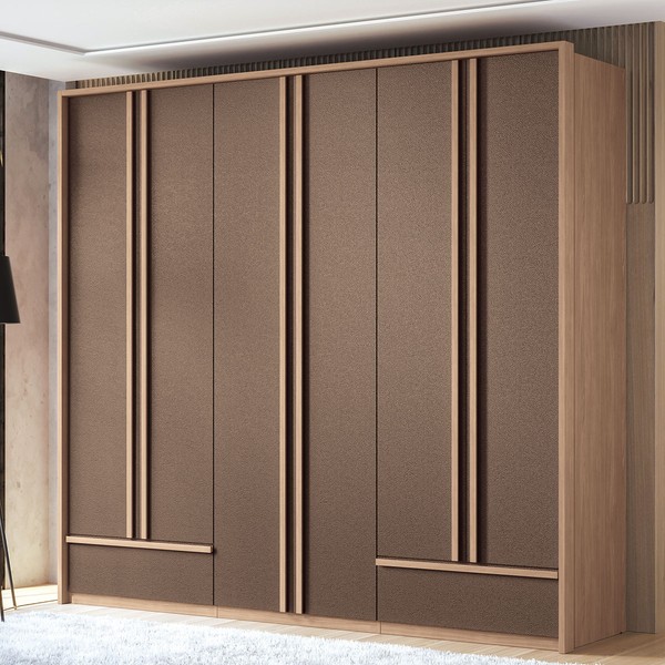 Guarda-Roupa Casal Nassau 6 Portas 5 Gavetas Wood/Terracota - Pnr Móveis