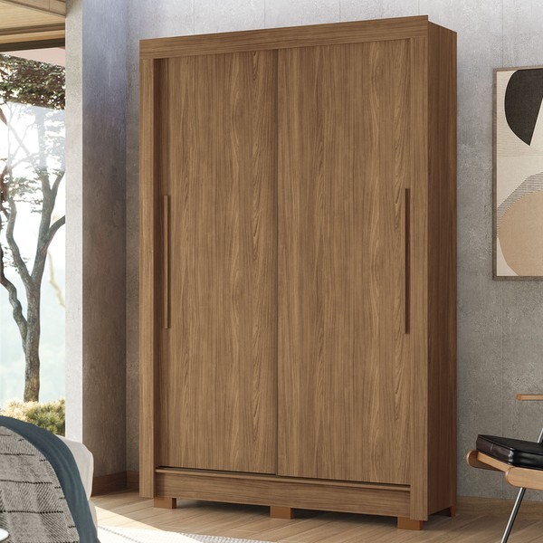 Guarda-Roupa Solteiro Jardins 2 Portas 2 Gavetas Jatoba - Pnr Móveis