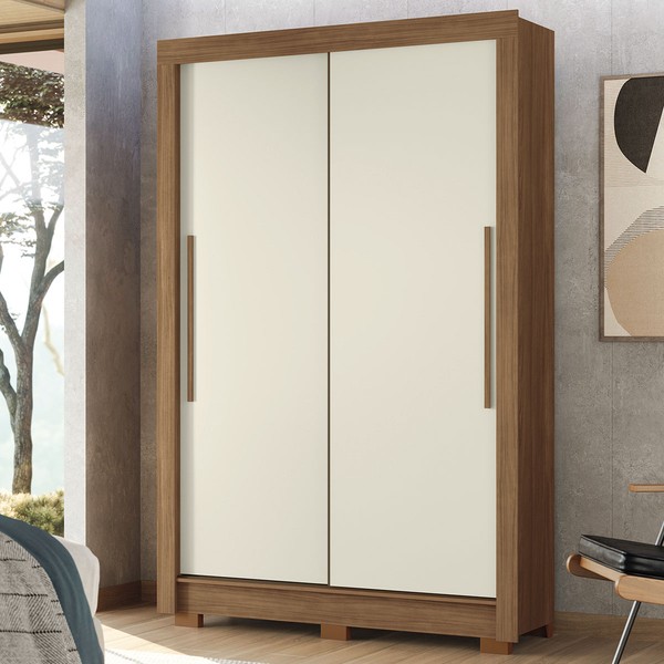 Guarda-Roupa Solteiro Jardins 2 Portas 2 Gavetas Jatoba/Areia - Pnr Móveis