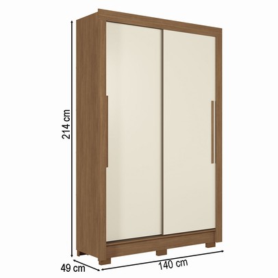 Guarda-Roupa Solteiro Jardins 2 Portas 2 Gavetas Jatoba/Areia - Pnr Móveis