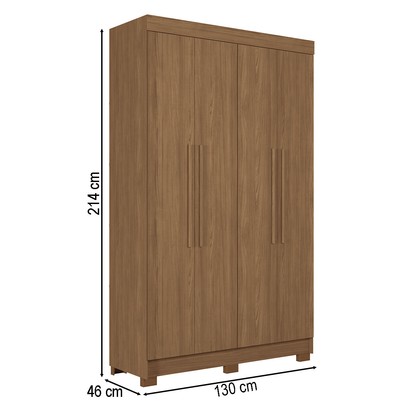 Guarda-Roupa Solteiro Iporá 4 Portas 2 Gavetas Jatoba - Pnr Móveis