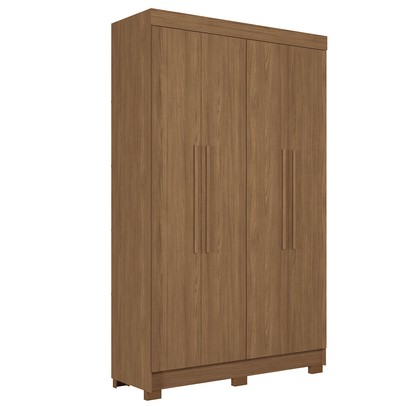 Guarda-Roupa Solteiro Iporá 4 Portas 2 Gavetas Jatoba - Pnr Móveis