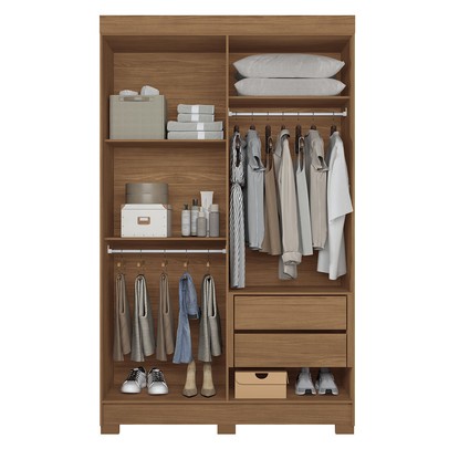 Guarda-Roupa Solteiro Iporá 4 Portas 2 Gavetas Jatoba - Pnr Móveis