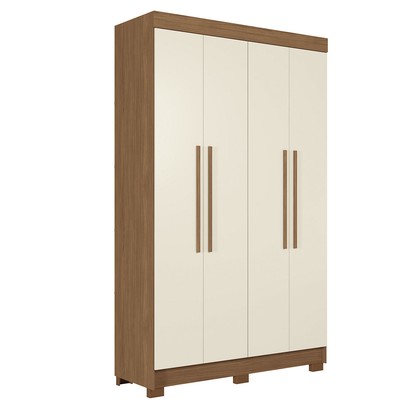 Guarda-Roupa Solteiro Iporá 4 Portas 2 Gavetas Jatoba/Areia - Pnr Móveis