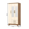 Guarda-Roupa Solteiro Açaí 3 Portas 2 Gavetas com Espelho Nature/ Off White - Henn
