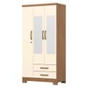 Guarda-Roupa Solteiro Açaí 3 Portas 2 Gavetas com Espelho Nature/ Off White - Henn