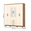 Guarda-Roupa Solteiro Caju 6 Portas 3 Gavetas com Espelho Nature/ Off White - Henn