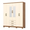 Guarda-Roupa Solteiro Caju 6 Portas 3 Gavetas com Espelho Nature/ Off White - Henn