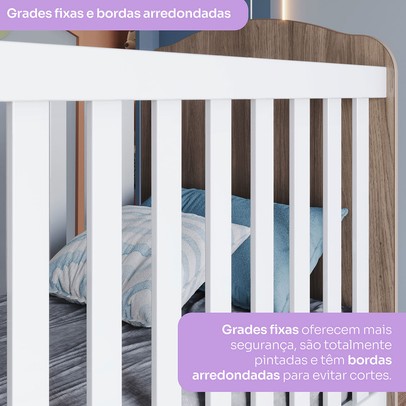 Quarto de Bebê Completo Bala de Menta 5 Gavetas Rústico/Branco - Henn