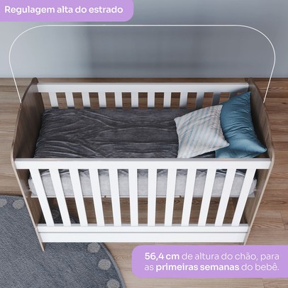 Quarto de Bebê Completo Bala de Menta 5 Gavetas Rústico/Branco - Henn