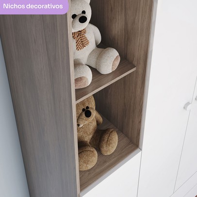 Quarto de Bebê Completo Bala de Menta 3 Portas 7 Gavetas Rústico/Branco - Henn