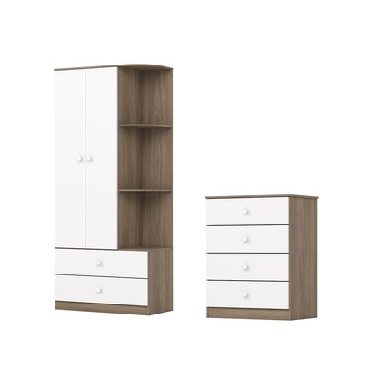 Quarto de Bebê Completo Labirinto 2 Portas 6 Gavetas Rústico/Branco - Henn