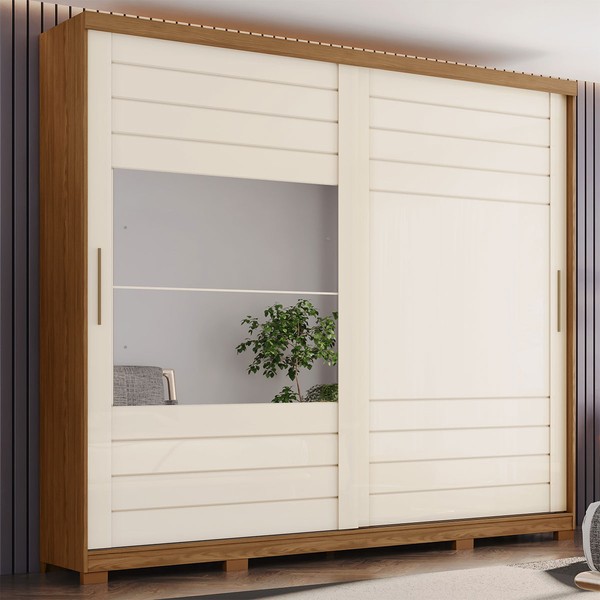 Guarda-Roupa Casal Cayman 2 Portas 6 Gavetas 100% Mdf Nature/ Off White - Henn